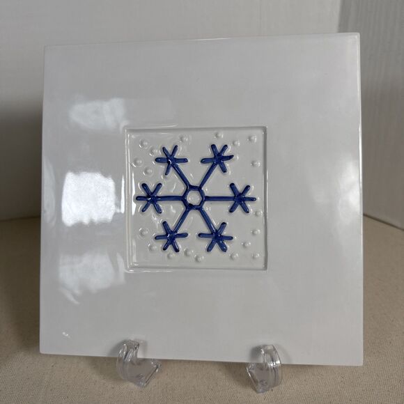 Crate & Barrel Set Of 2 Ceramic Snowflake Trivet Made in Italy Ceramica Stefani - Picture 2 of 9